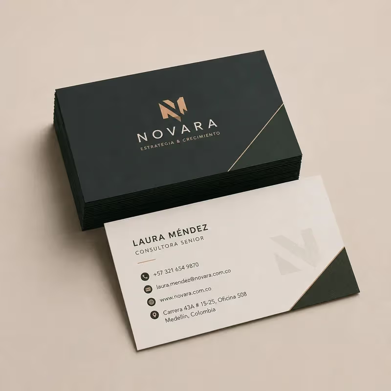 Referencia visual de Tarjetas brillantes · una cara