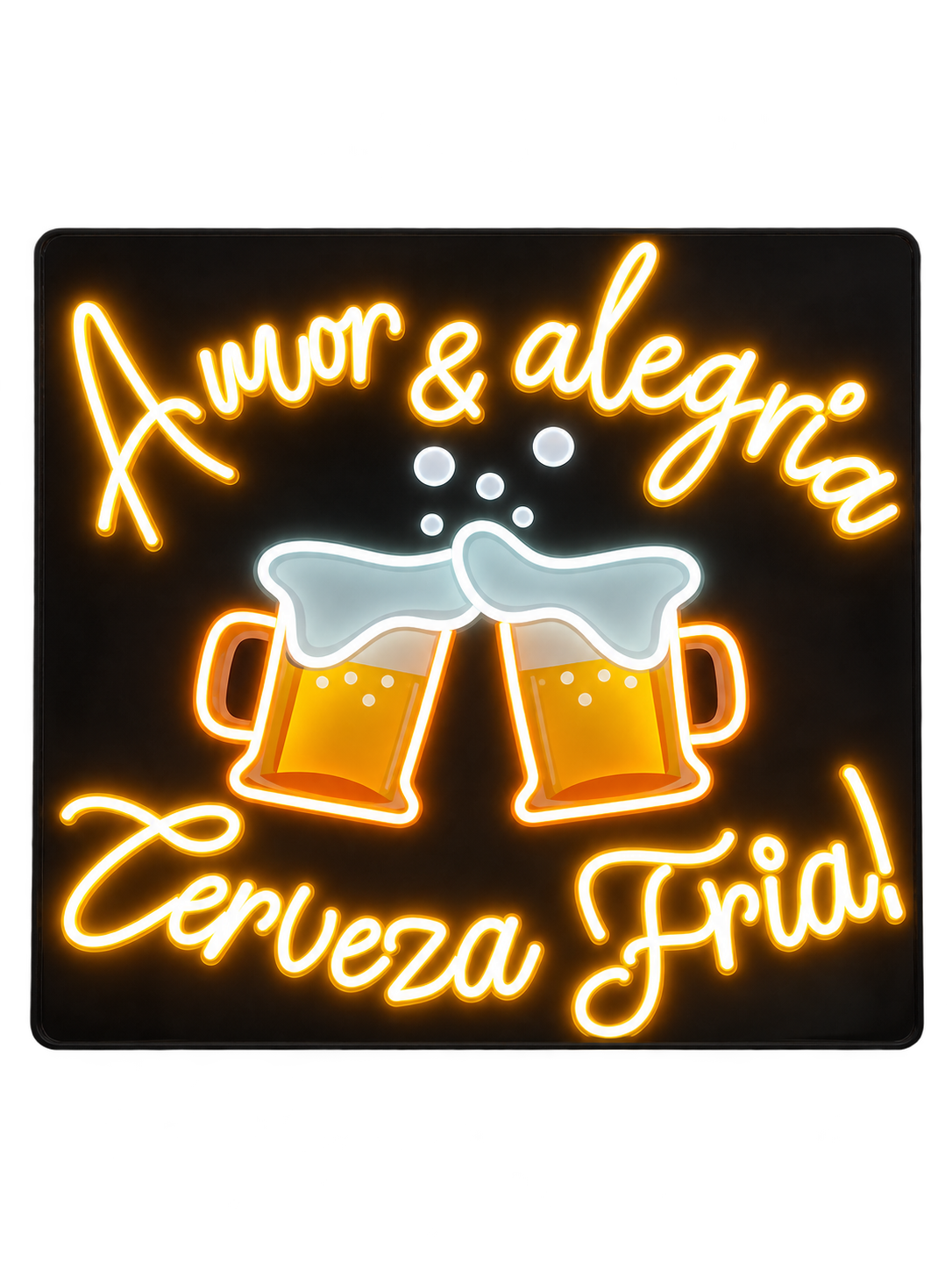 Neón Flex cerveza fría sobre base negra
