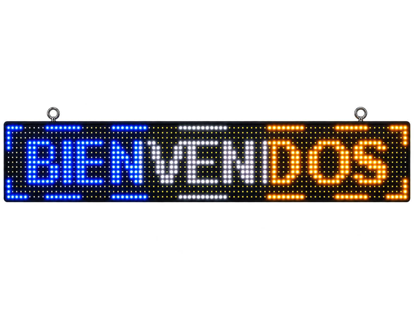 Pasamensaje LED bienvenidos azul blanco ámbar