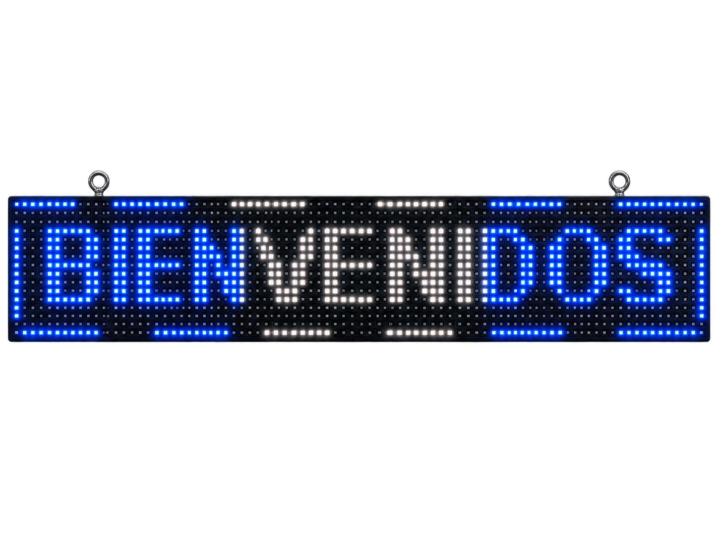 Pasamensaje LED bienvenidos azul y blanco